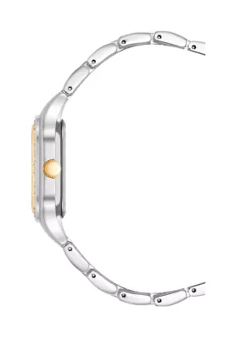  Two Tone Metal Band Watch with Crystal 