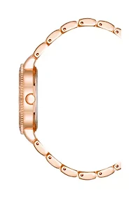 Rose Gold Tone Metal Band Watch with Crystal 