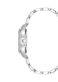 Quartz Silver-Tone Metal Alloy Crystal Bezel Watch
