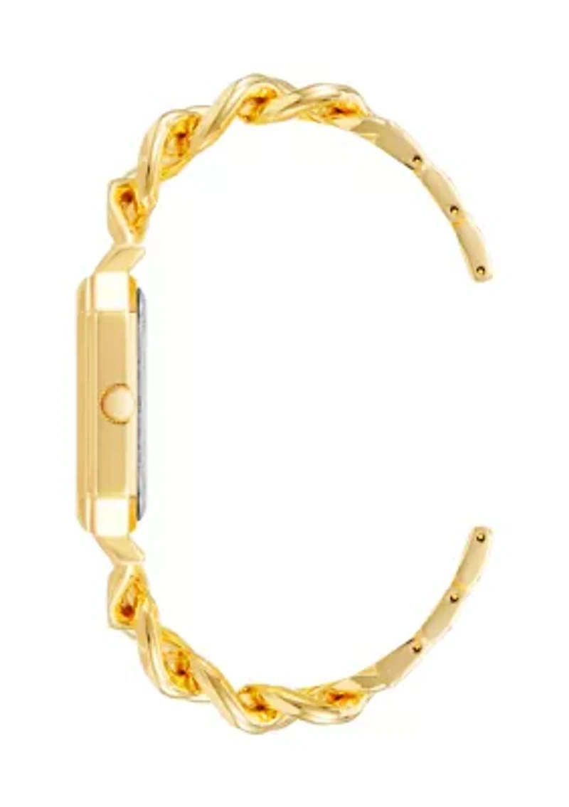 Gold Metal Chain Watch with Champagne Dial 