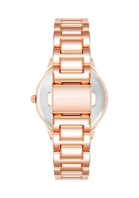 Quartz Burgundy and Rose Gold-Tone Metal Alloy Watch