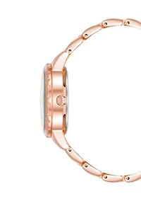 Quartz Burgundy and Rose Gold-Tone Metal Alloy Watch