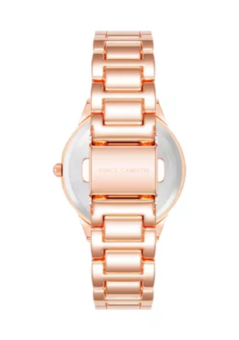 Rose Gold-Tone Metal Alloy Green Dial Watch