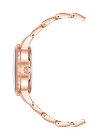 Rose Gold-Tone Metal Alloy Green Dial Watch