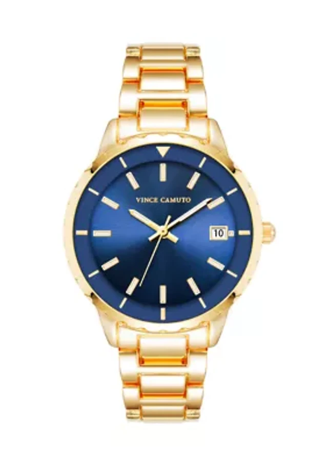 Vince Camuto Gold Tone Metal Band Watch with Navy Dial at Hamilton