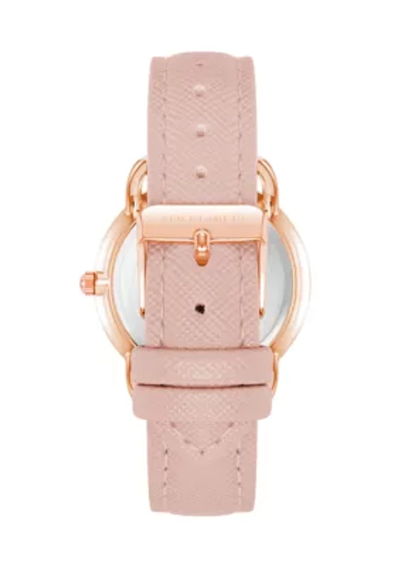 Glitz Dial Faux Leather Band Watch