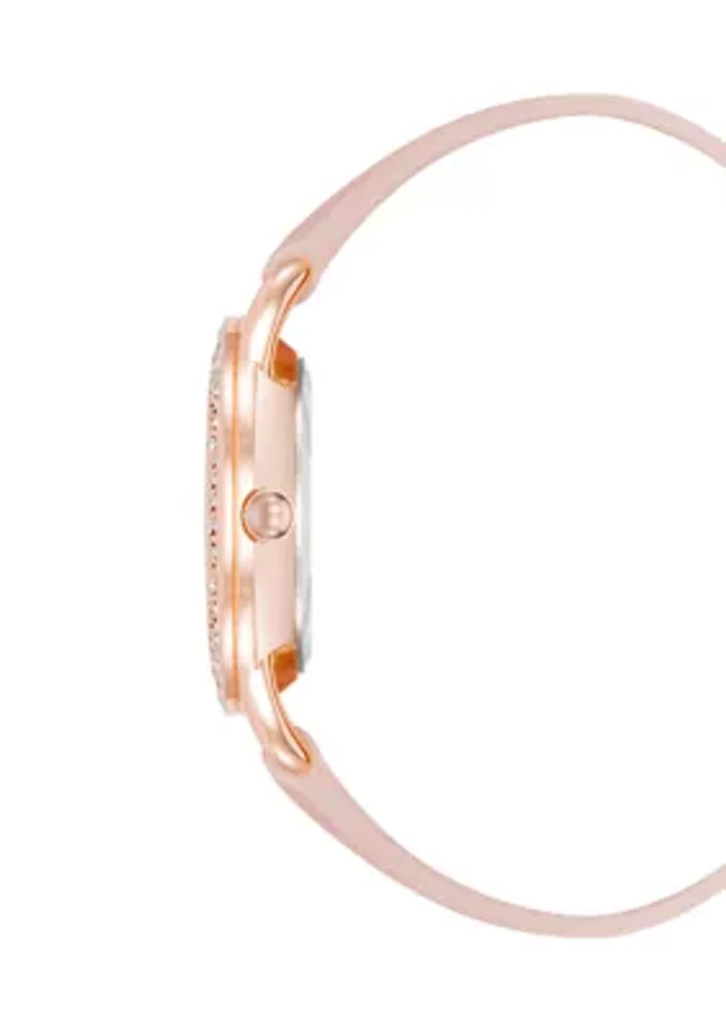Glitz Dial Faux Leather Band Watch