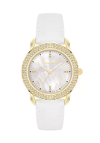 Glitz Dial Faux Leather Band Watch