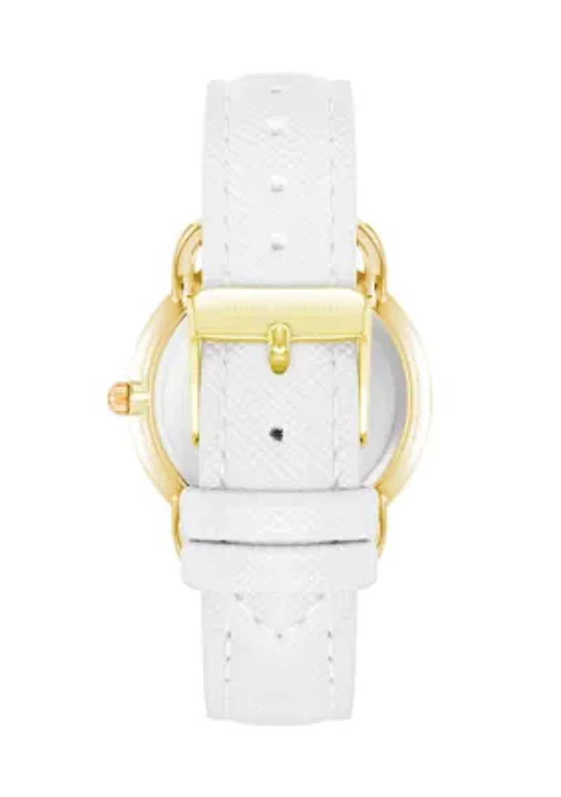 Glitz Dial Faux Leather Band Watch