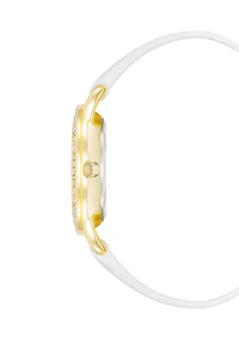 Glitz Dial Faux Leather Band Watch