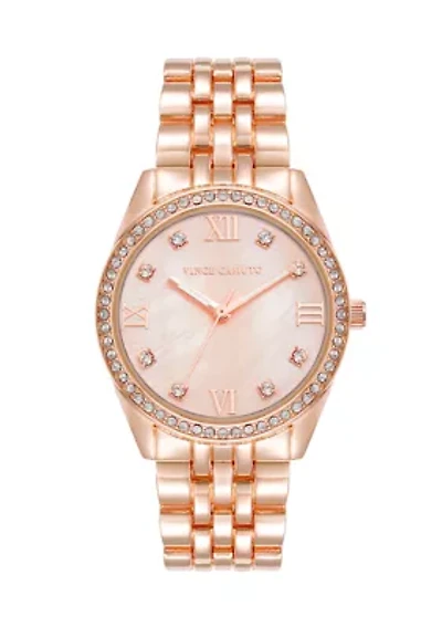 Metal Link Crystal Bezel Watch