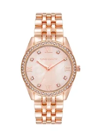 Metal Link Crystal Bezel Watch