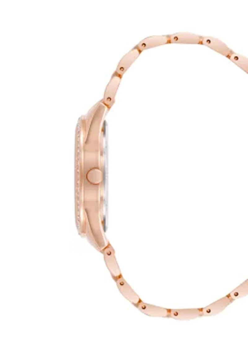Metal Link Crystal Bezel Watch