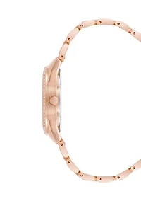 Metal Link Crystal Bezel Watch