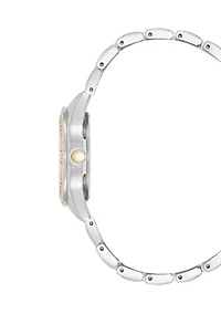 Two-Tone Metal Alloy Bracelet  Mother of Pearl Dial Watch