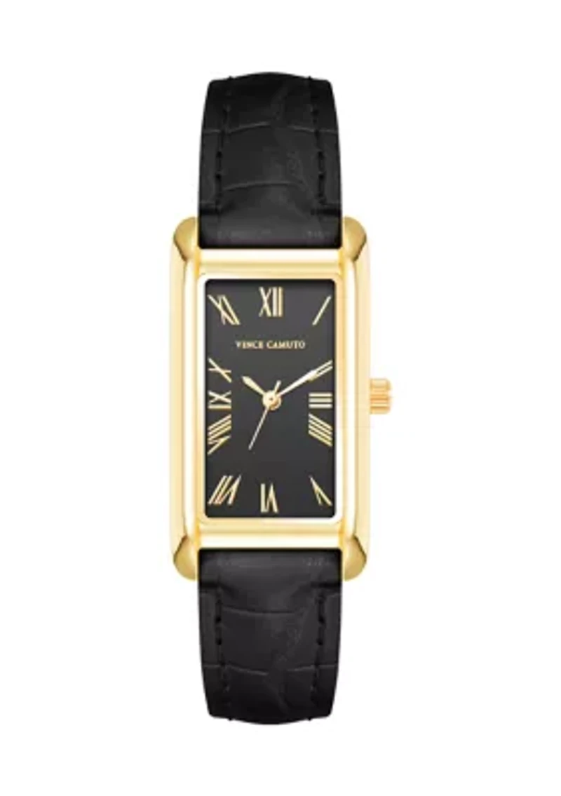 Quartz Crocodile Pattern Leather and Metal Alloy Watch