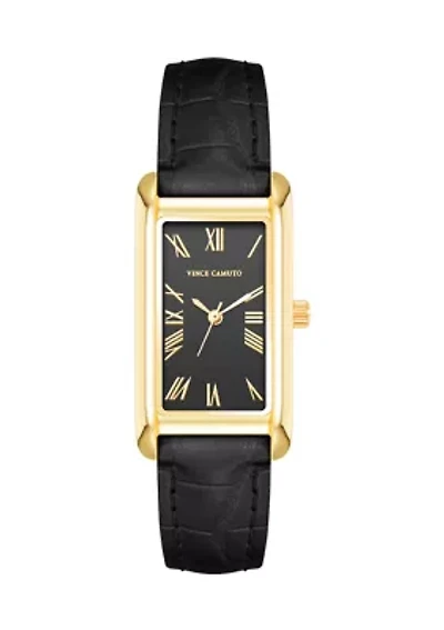 Quartz Crocodile Pattern Leather and Metal Alloy Watch