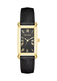 Quartz Crocodile Pattern Leather and Metal Alloy Watch