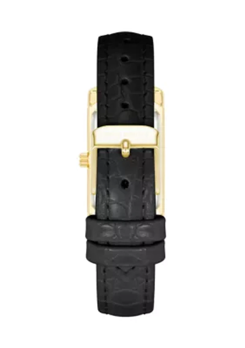 Quartz Crocodile Pattern Leather and Metal Alloy Watch
