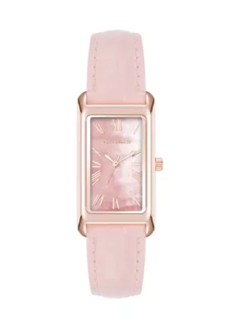 Blush Pink Strap with Rectangle Dial Watch