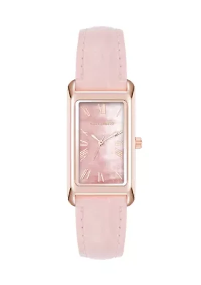 Blush Pink Strap with Rectangle Dial Watch
