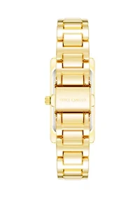 Quartz Rectangular Green and Gold-Tone Metal Alloy Watch