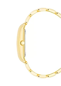 Quartz Rectangular Green and Gold-Tone Metal Alloy Watch