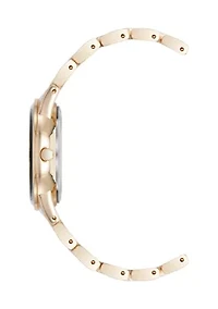 Quartz Black Enamel and Gold-Tone Metal Alloy Watch