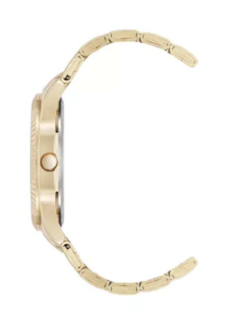 Quartz Gold-Tone Metal Alloy Crystal Accented Dial Watch