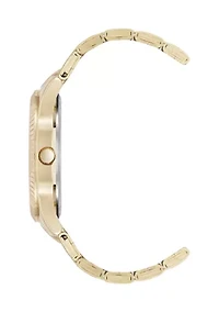 Quartz Gold-Tone Metal Alloy Crystal Accented Dial Watch