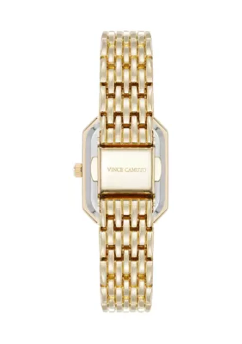 Quartz Gold-Tone Metal Alloy Bracelet with Black Dial Watch