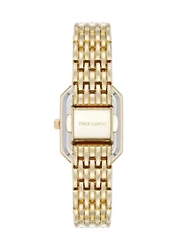 Quartz Gold-Tone Metal Alloy Bracelet with Black Dial Watch