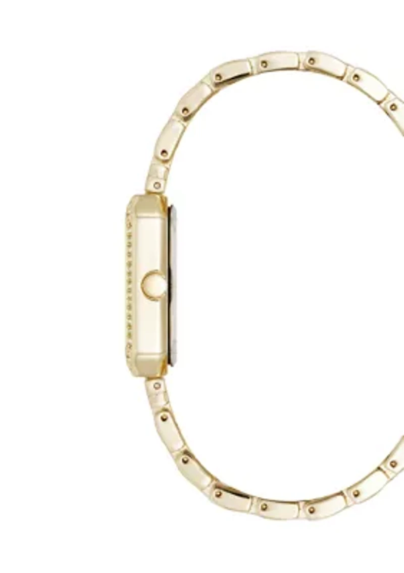 Quartz Gold-Tone Metal Alloy Bracelet with Black Dial Watch