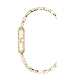 Quartz Gold-Tone Metal Alloy Bracelet with Black Dial Watch
