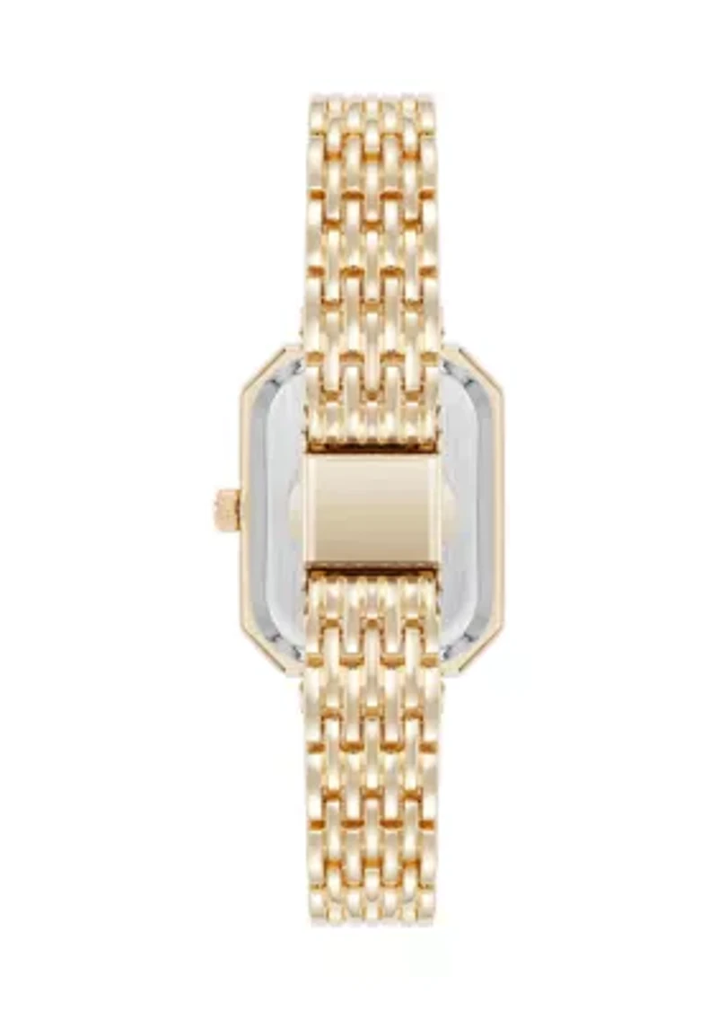Quartz Gold-Tone Metal Alloy Crystal Bezel Watch