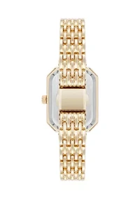 Quartz Gold-Tone Metal Alloy Crystal Bezel Watch