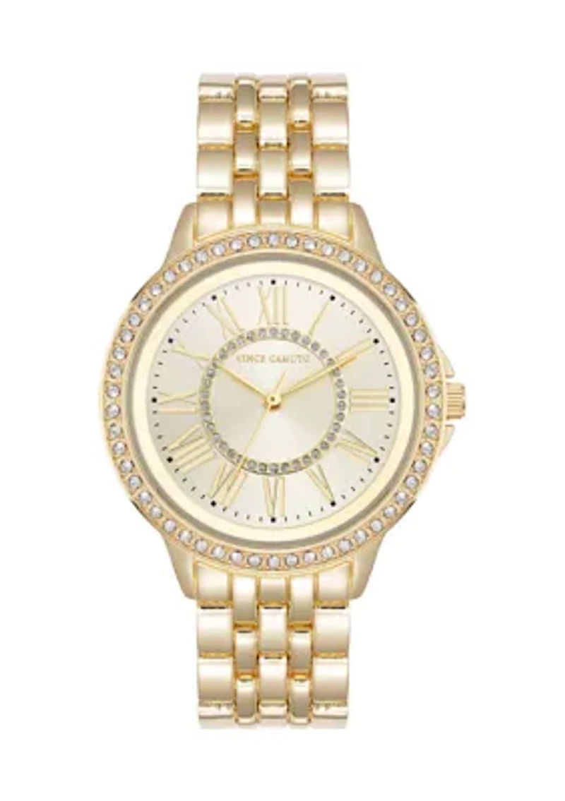 Quartz Metal Alloy Crystal Bezel Watch
