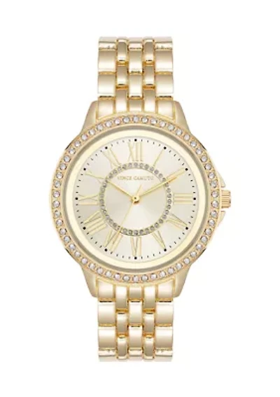 Quartz Metal Alloy Crystal Bezel Watch