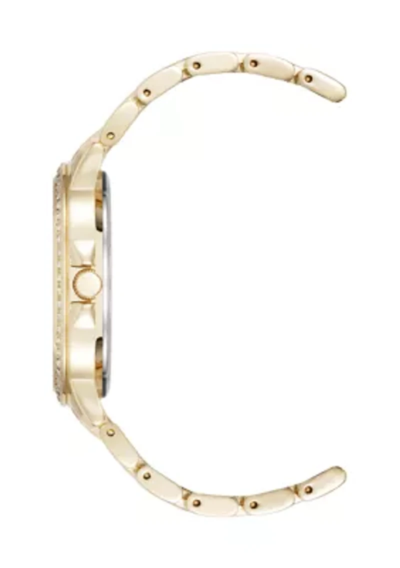 Quartz Metal Alloy Crystal Bezel Watch
