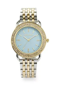 Ladies Quartz Two-Tone Metal Alloy Bracelet with Blue Dial Watch
