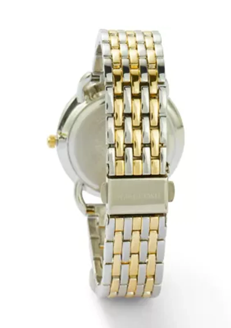 Ladies Quartz Two-Tone Metal Alloy Bracelet with Blue Dial Watch