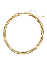 Gold Tone 16'' + 3'' Extender Short Curb Chain Necklace