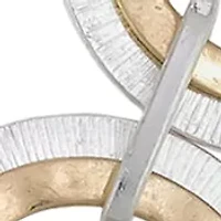 Two Tone, 16'' + 3 ''  Extender Textured 5 Open Circle Frontal Necklace with Chainback