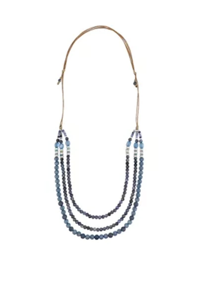 Triple Row Multi Beaded Necklace