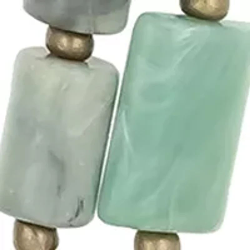 Gold Tone 35'' Multi Teal Chunky Bead Double Row Necklace