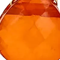 Gold Tone Rust Open Teardrop with Linear Bead Drop Earrings