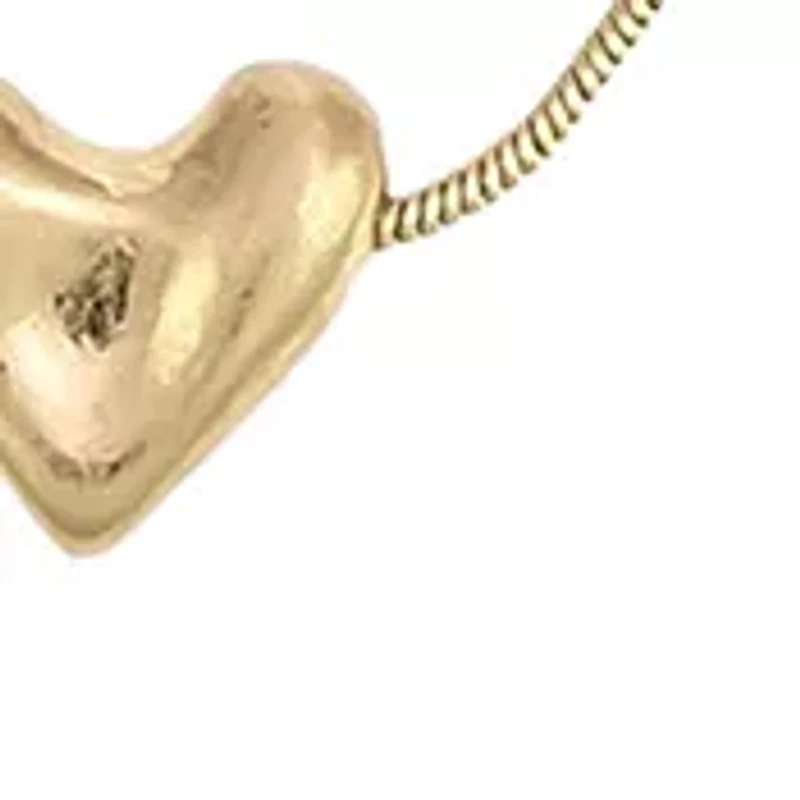 Gold Tone Layered 2 Row Double Heart Pendant Necklace