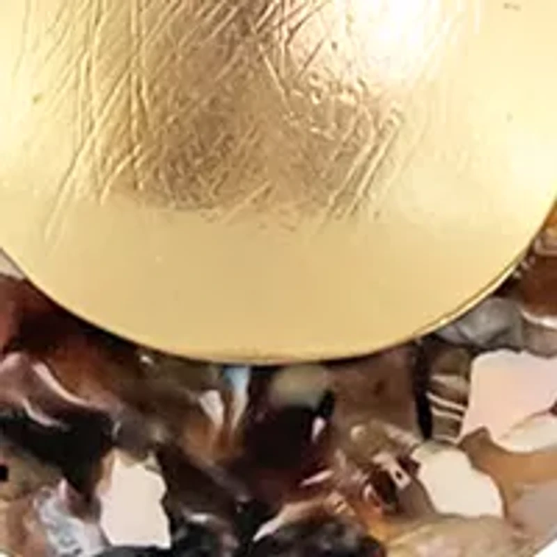 Gold Tone Short Overlayered Neutral Multi Lucite Teardrop Pendant Necklace