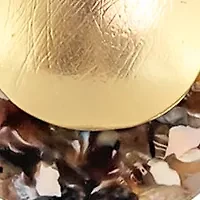 Gold Tone Short Overlayered Neutral Multi Lucite Teardrop Pendant Necklace