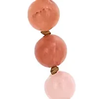 Gold Tone Long Pink and Multi Beaded Tan Cord Necklace